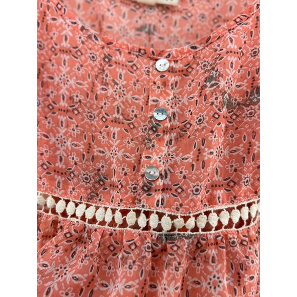 Sorad Cold Shoulder Bell Sleeve Peasant Blouse Coral Floral Print Size S - Picture 4 of 9